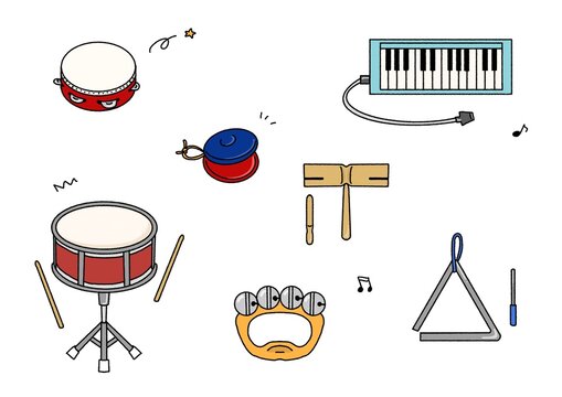 These are illustrations of various musical instruments used in elementary schools and other settings.