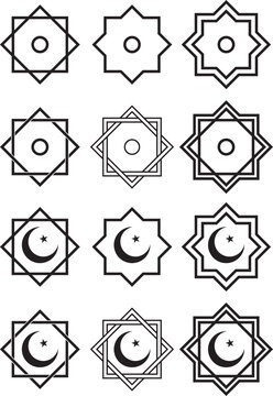 Rub el Hizb Islamic symbol isolated vector illustration.