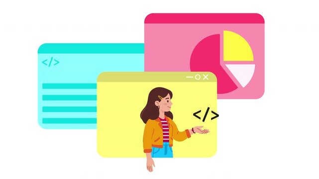 Animated Web Development Course Explainer &ndash; Online Programming Education Cartoon Video