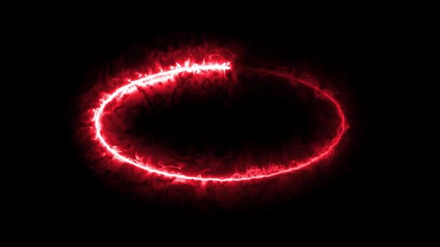 Red energy electric aura moving in oval shape with a black background video footage.