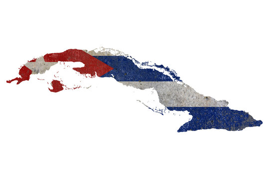 Cuba map with national flag texture vector
