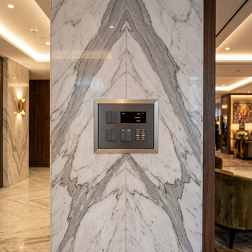 Bookmatched Marble Wall Frames Modern Electrical Box with Champagne Metal Edges for Luxury Interiors