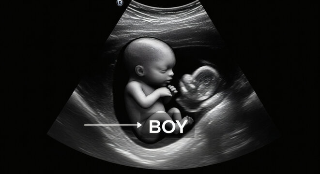 3D Medical Ultrasound Scan Showing a Baby Boy in the Womb