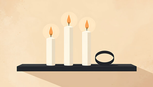 Hanukkah Menorah Candles minimalist candle flame vector flat design