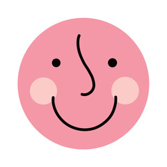 Obraz premium Cute Pink Smiling Face Character with Large Rosy Cheeks and Dot Eyes