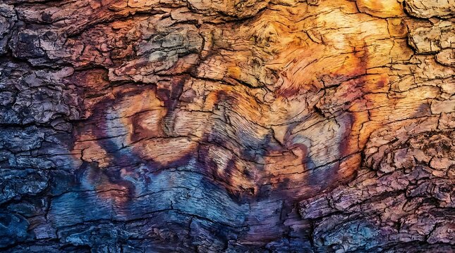 Rugged rocky cliff face with vibrant reddish brown hues and textured layers illuminated by sunlight