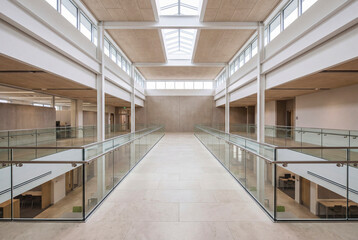 Obraz premium Modern Public Interior With Clean Linear Ceiling