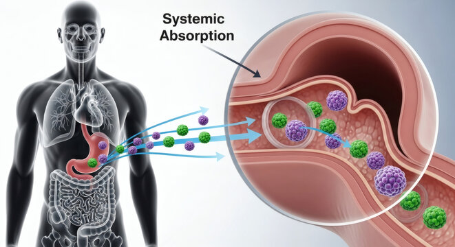 Medical Diagram Showing Systemic Absorption in the Human Body