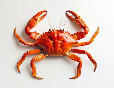 Fresh red cooked crab isolated on white background.