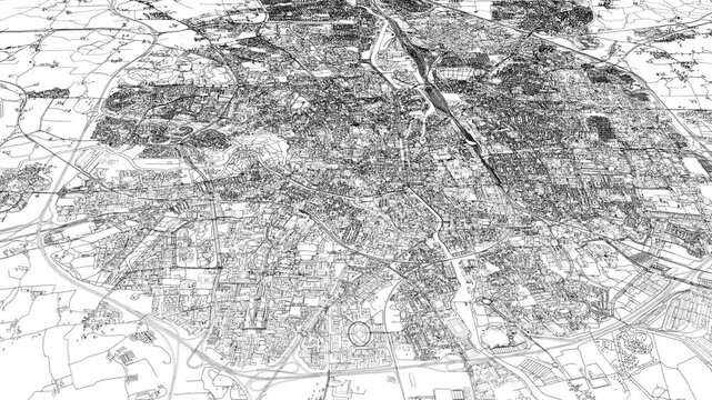 3D looped animation of city - Rennes France