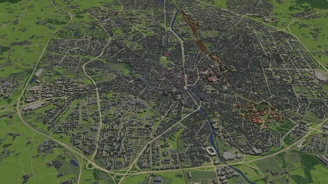 3D looped animation of city - Rennes France