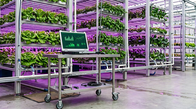 Indoor vertical farm with hydroponic system and led lighting