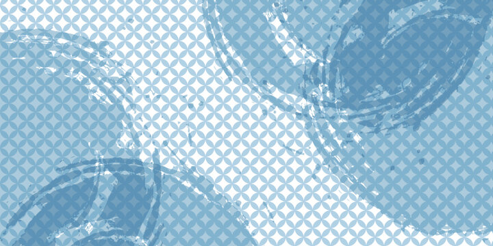 Blue Japanese Traditional Pattern Background with Abstract Brush Strokes