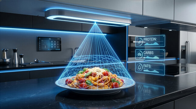 Abstract scientific representation of macronutrient composition for culinary education