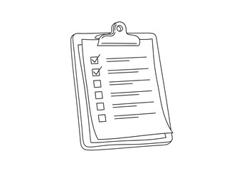 Clipboard with checklist and checkmarks hand drawn sketch clipboard checklist © StockSynergy