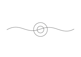 Obraz premium Continuous line drawing of a circle shape with a wavy line passing through center