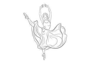 Graceful line art illustration of a ballerina performing a dance pose with ballerina © StockSynergy