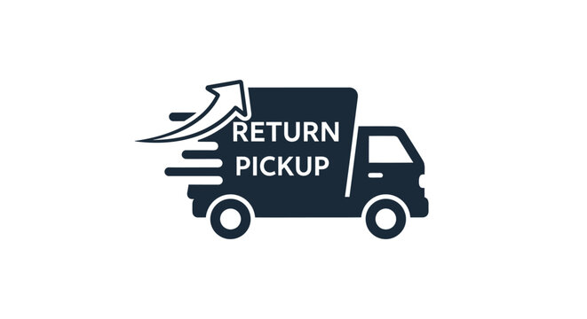 Streamlined return pickup truck icon for efficient e-commerce logistics, representing fast and convenient package collection service