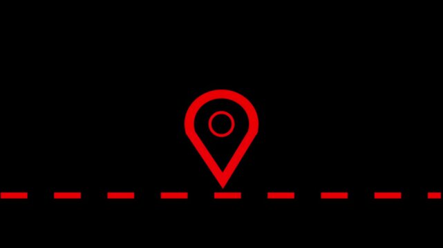 Animated travel plane moving route with point location animation two destination on black background.alpha channel only 4k.Video,