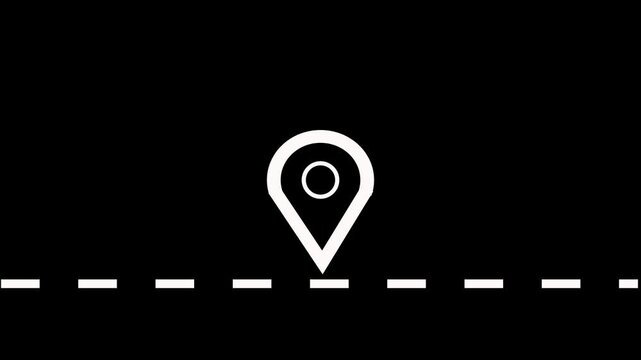 Animated travel plane moving route with point location animation two destination on black background.alpha channel only 4k.Video