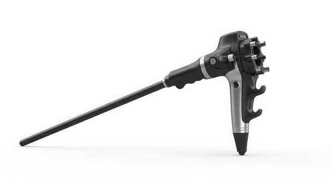 Professional medical endoscope device designed for advanced internal diagnostic procedures captured in this clean high quality studio product photography shot