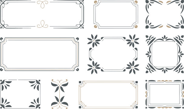 Ornate decorative frames and corner elements collection bundle set.
