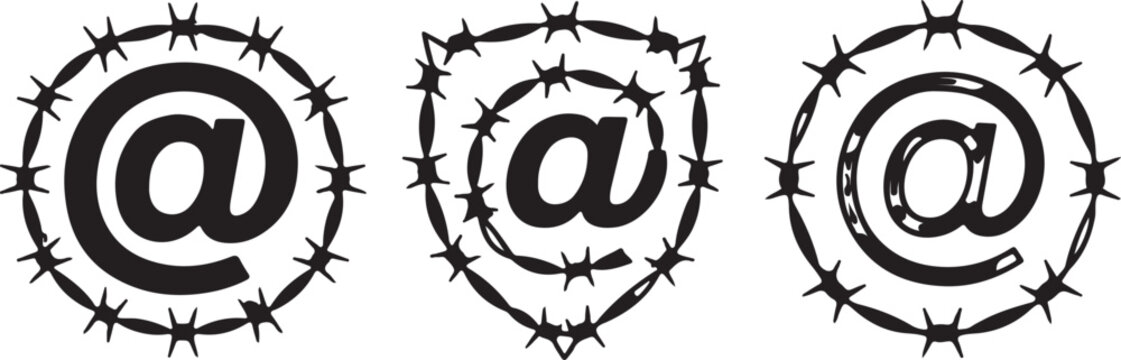 Metallic wire email icons for private communication protection theme.