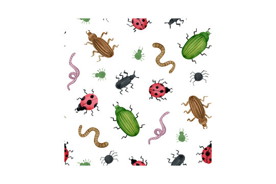 Seamless pattern of assorted insects with cute insect bug pattern insect illustration seamless illustration background colorful wildlife creature wallpaper scrapbook
