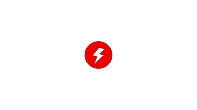 A Bright Red Circle Containing a White Lightning Bolt Symbol Representing Energy Power or Speed Against a Plain White Background