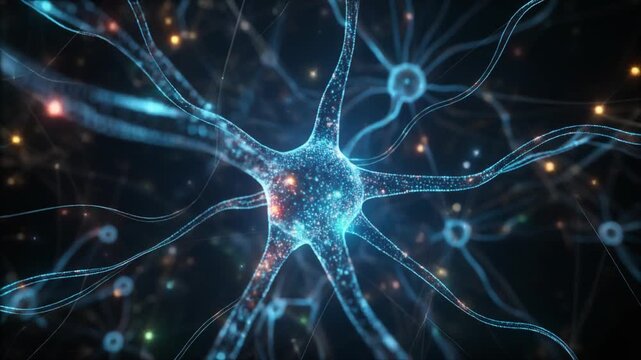 Abstract glowing neurons and synapses in the brain science and technology concept.
