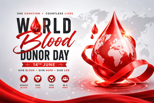 World blood donor day poster with red blood drop blood donor day 2026, world blood donor day 2026, blood donation, world blood donor day, blood donor day,  june 14
