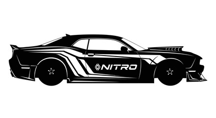 Black Nitro Racing Car Side View. © jonatan