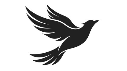 Fototapeta premium Black silhouette bird in flight wings spread.