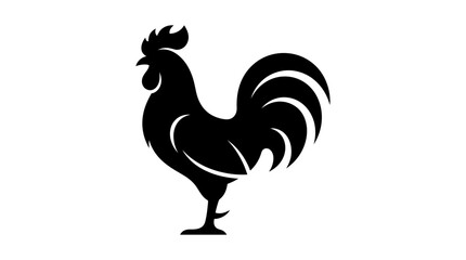 Black Rooster Silhouette Standing Profile. © jonatan