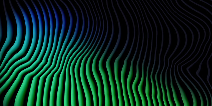 abstract wavy lines gradient blue and green 3d render