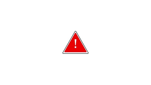 A Red Equilateral Triangle Containing a White Exclamation Mark Symbol Indicating a Warning or Alert Against a Plain White Background