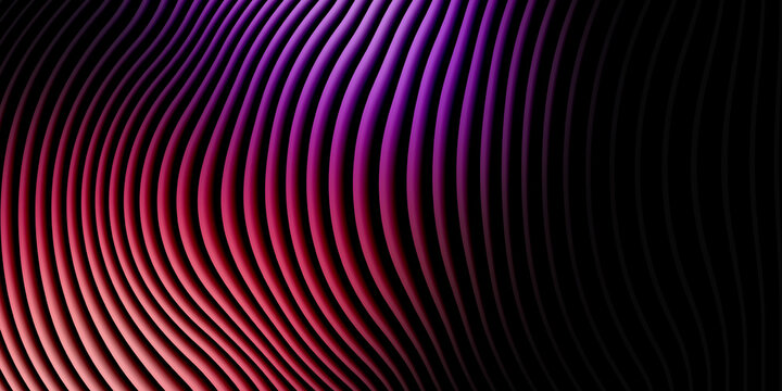 Abstract wavy lines gradient purple and red 3d render