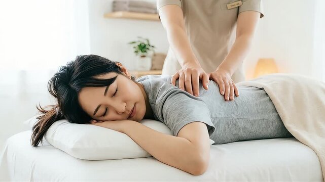 リラクゼーションサロンで施術を受ける女性
