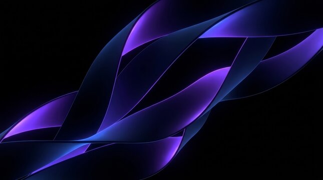 Abstract OLED wallpaper with glowing neon geometric waves on pure black minimalist background