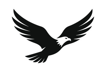 Naklejka premium Eagle in flight silhouette. Flying eagle silhouette. 