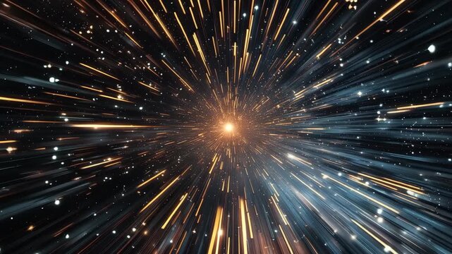 Vortex of Celestial: An abstract visual depiction of a dazzling space vortex, the image showcases a central, glowing point radiating outwards with streams of vibrant light.