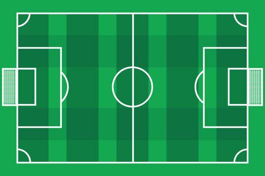 Green soccer field with white lines and goals on both sides