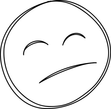 Hand-Drawn Unamused Face For Scrapbook
