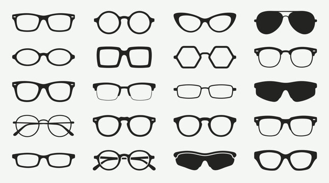 Set of Various Eyeglasses Frames Icons.