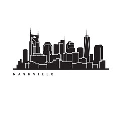 Naklejka premium Simple Nashville Tennessee Skyline Black and White Icon Vector