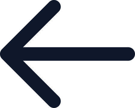 Professional long arrow pointing left for mobile app back navigation and return button