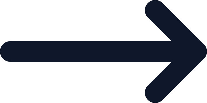 Modern directional arrow pointing right for interface next button and forward motion