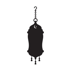 Hanging lantern silhouette with crescent moon, eid festival decoration © Al Creator Hub