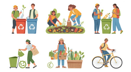 Fototapeta premium Diverse group of people with different jobs and occupations holding tools and equipment Vector