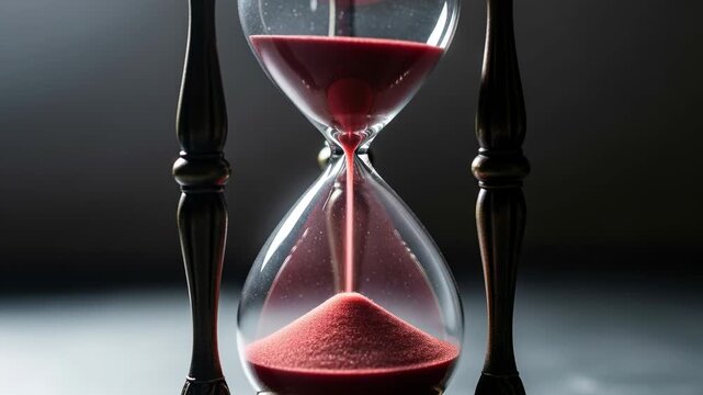 Hourglass sand time countdown vintage glass flow measurement classic retro timer clock wooden antique object closeup precision detail concept